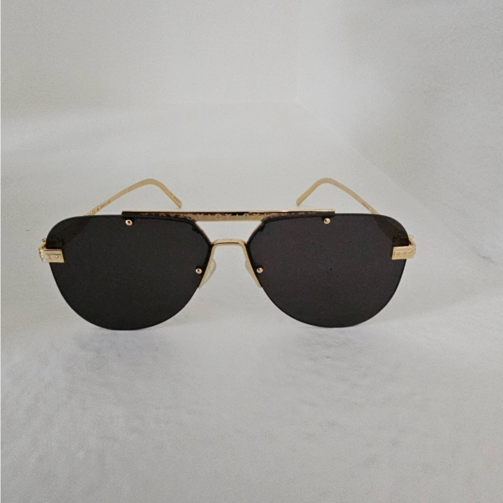 Louis Vuitton Black and Gold Glasses with Geometric Lenses and Minimalist Frame